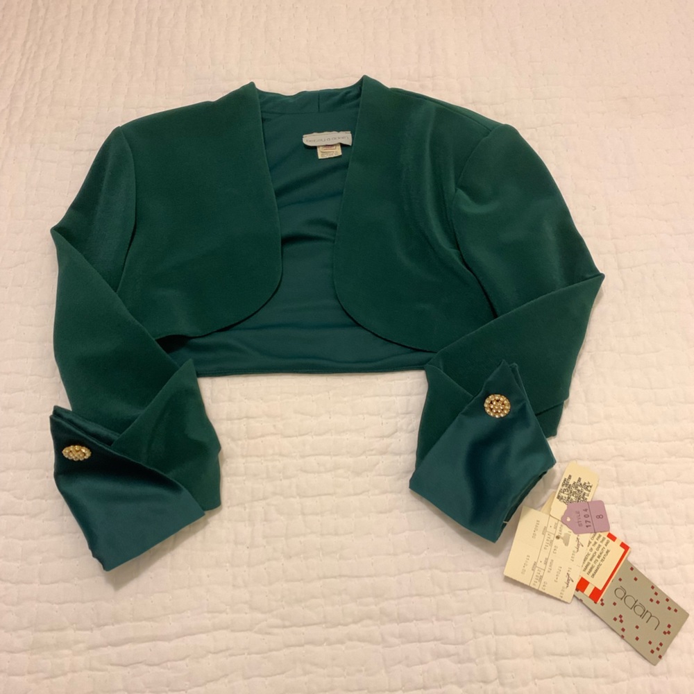 Betsy & Adam NWT Vintage Green Cocktail Dress and Jacket - Picture 14 of 16